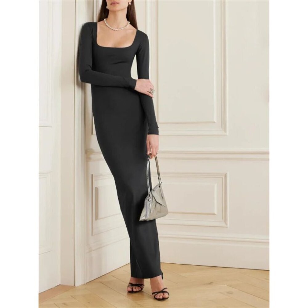 SKIMS Black Long Sleeve Dress